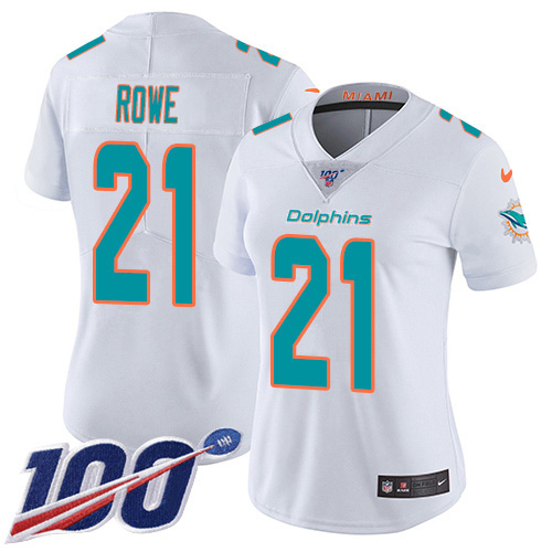 Nike Dolphins #21 Eric Rowe White Women's Stitched NFL 100th Season Vapor Untouchable Limited Jersey Nike Dolphins #21 Eric Rowe White Women's Stitched NFL 100th Season Vapor Untouchable Limited Jersey