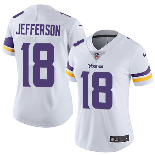 Nike Vikings #18 Justin Jefferson White Women's Stitched NFL Vapor Untouchable Limited Jersey