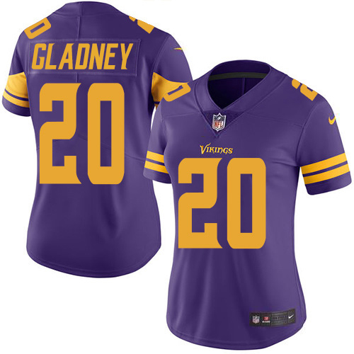 Nike Vikings #20 Jeff Gladney Purple Women's Stitched NFL Limited Rush Jersey
