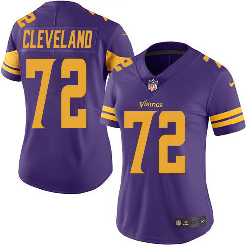 Nike Vikings #72 Ezra Cleveland Purple Women's Stitched NFL Limited Rush Jersey