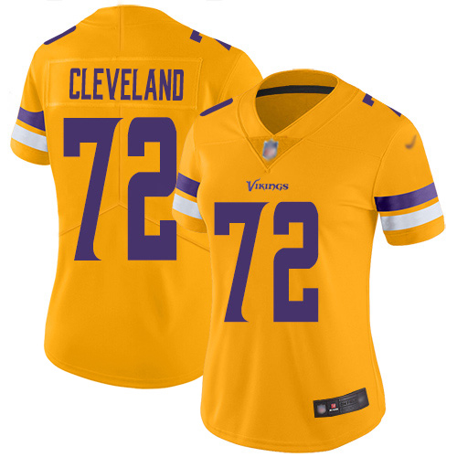 Nike Vikings #72 Ezra Cleveland Gold Women's Stitched NFL Limited Inverted Legend Jersey
