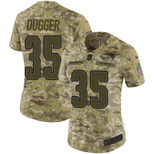 Nike Patriots #35 Kyle Dugger Camo Women's Stitched NFL Limited 2018 Salute To Service Jersey