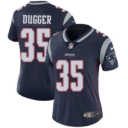 Nike Patriots #35 Kyle Dugger Navy Blue Team Color Women's Stitched NFL Vapor Untouchable Limited Jersey