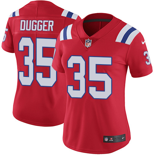 Nike Patriots #35 Kyle Dugger Red Alternate Women's Stitched NFL Vapor Untouchable Limited Jersey