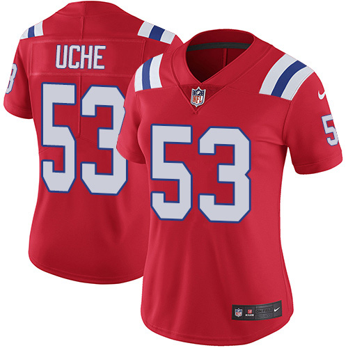 Nike Patriots #53 Josh Uche Red Alternate Women's Stitched NFL Vapor Untouchable Limited Jersey