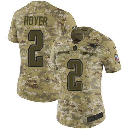 Nike Patriots #2 Brian Hoyer Camo Women's Stitched NFL Limited 2018 Salute To Service Jersey