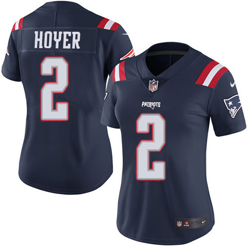 Nike Patriots #2 Brian Hoyer Navy Blue Women's Stitched NFL Limited Rush Jersey