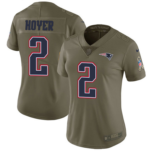 Nike Patriots #2 Brian Hoyer Olive Women's Stitched NFL Limited 2017 Salute To Service Jersey