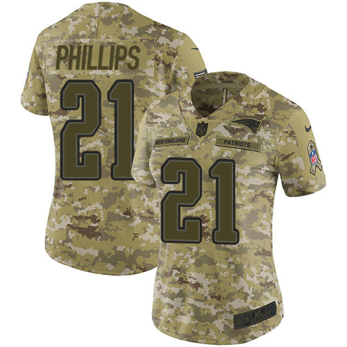 Nike Patriots #21 Adrian Phillips Camo Women's Stitched NFL Limited 2018 Salute To Service Jersey