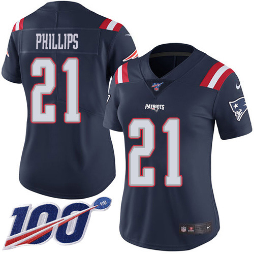 Nike Patriots #21 Adrian Phillips Navy Blue Women's Stitched NFL Limited Rush 100th Season Jersey
