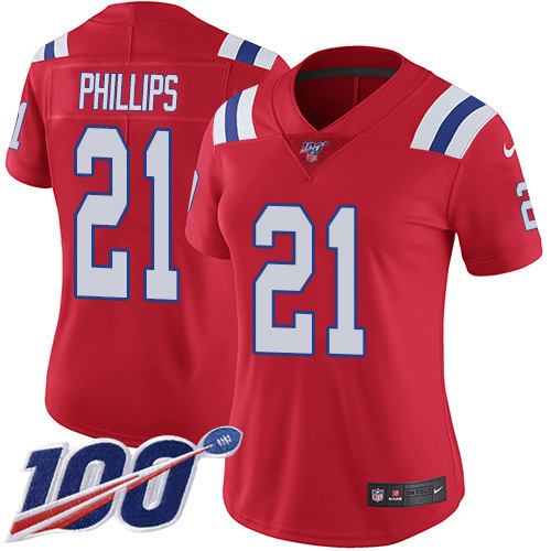 Nike Patriots #21 Adrian Phillips Red Alternate Women's Stitched NFL 100th Season Vapor Untouchable Limited Jersey
