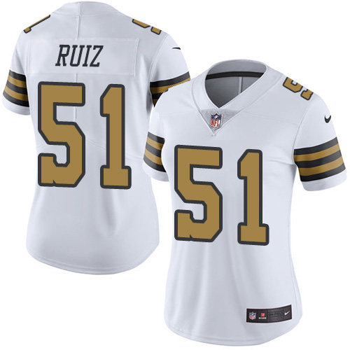 Nike Saints #51 Cesar Ruiz White Women's Stitched NFL Limited Rush Jersey Nike Saints #51 Cesar Ruiz White Women's Stitched NFL Limited Rush Jersey
