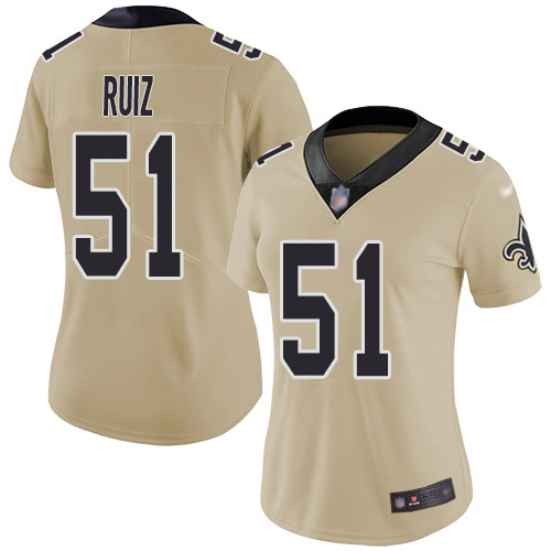 Nike Saints #51 Cesar Ruiz Gold Women's Stitched NFL Limited Inverted Legend Jersey