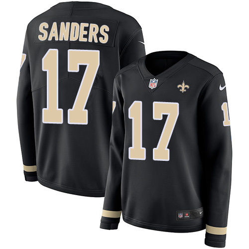 Nike Saints #17 Emmanuel Sanders Black Team Color Women's Stitched NFL Limited Therma Long Sleeve Jersey