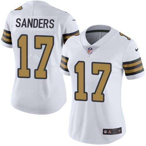 Nike Saints #17 Emmanuel Sanders White Women's Stitched NFL Limited Rush Jersey
