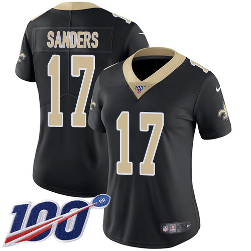Nike Saints #17 Emmanuel Sanders Black Team Color Women's Stitched NFL 100th Season Vapor Untouchable Limited Jersey