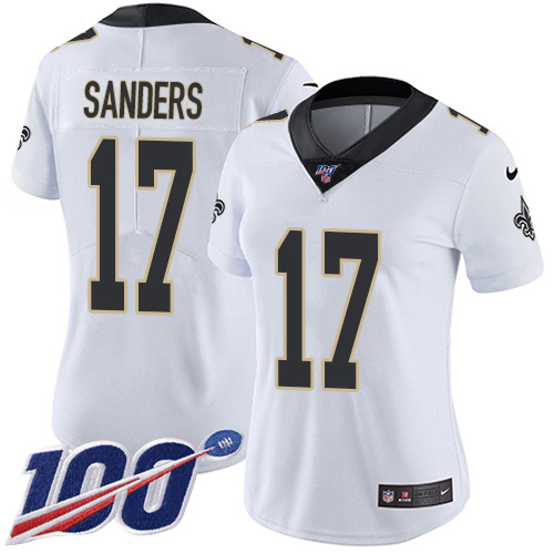 Nike Saints #17 Emmanuel Sanders White Women's Stitched NFL 100th Season Vapor Untouchable Limited Jersey