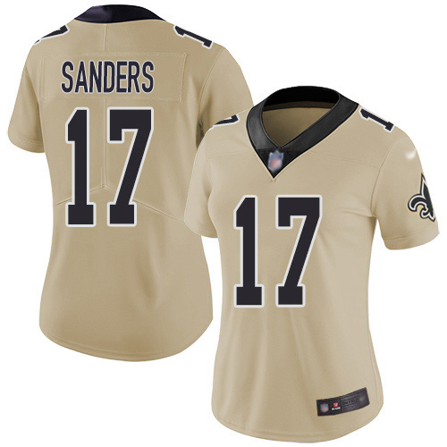 Nike Saints #17 Emmanuel Sanders Gold Women's Stitched NFL Limited Inverted Legend Jersey