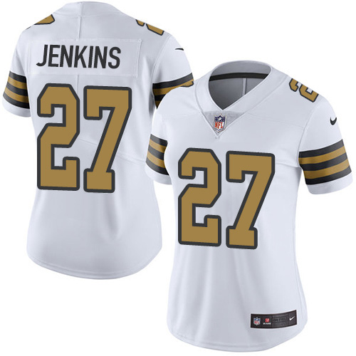 Nike Saints #27 Malcolm Jenkins White Women's Stitched NFL Limited Rush Jersey