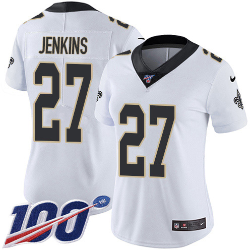 Nike Saints #27 Malcolm Jenkins White Women's Stitched NFL 100th Season Vapor Untouchable Limited Jersey