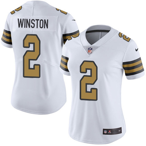 Nike Saints #2 Jameis Winston White Women's Stitched NFL Limited Rush Jersey