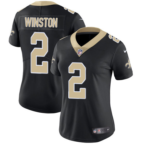 Nike Saints #2 Jameis Winston Black Team Color Women's Stitched NFL Vapor Untouchable Limited Jersey