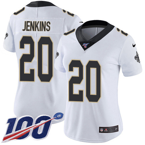 Nike Saints #20 Janoris Jenkins White Women's Stitched NFL 100th Season Vapor Untouchable Limited Jersey