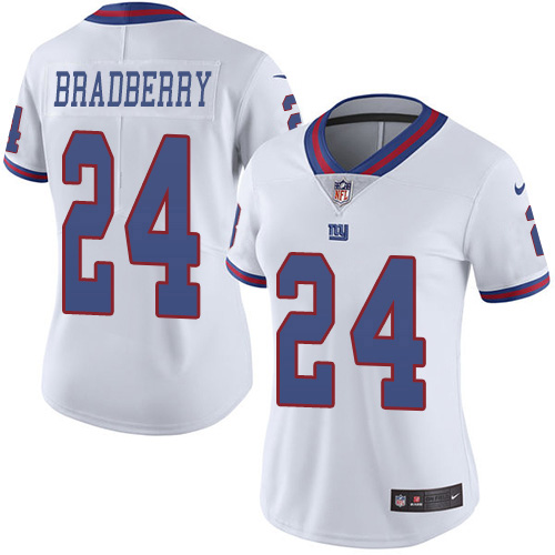 Nike Giants #24 James Bradberry White Women's Stitched NFL Limited Rush Jersey