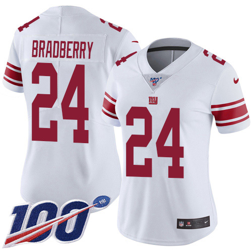 Nike Giants #24 James Bradberry White Women's Stitched NFL 100th Season Vapor Untouchable Limited Jersey