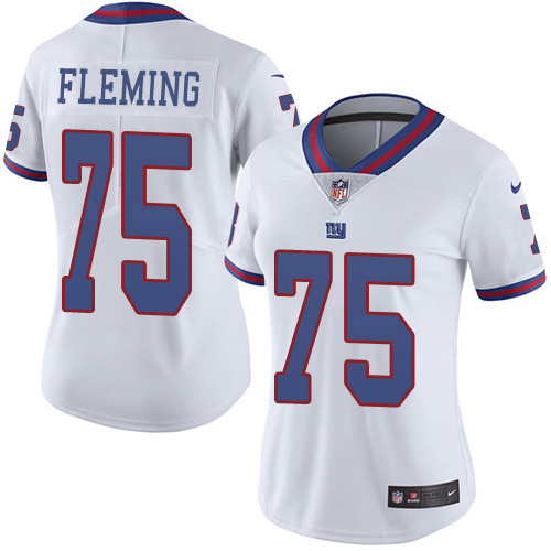 Nike Giants #75 Cameron Fleming White Women's Stitched NFL Limited Rush Jersey