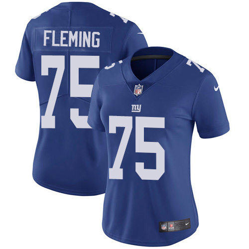 Nike Giants #75 Cameron Fleming Royal Blue Team Color Women's Stitched NFL Vapor Untouchable Limited Jersey