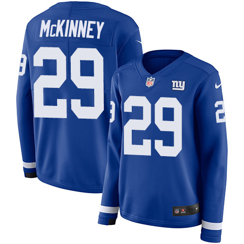 Nike Giants #29 Xavier McKinney Royal Blue Team Color Women's Stitched NFL Limited Therma Long Sleeve Jersey Nike Giants #29 Xavier McKinney Royal Blue Team Color Women's Stitched NFL Limited Therma Long Sleeve Jersey