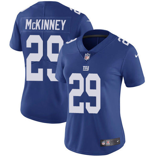 Nike Giants #29 Xavier McKinney Royal Blue Team Color Women's Stitched NFL Vapor Untouchable Limited Jersey
