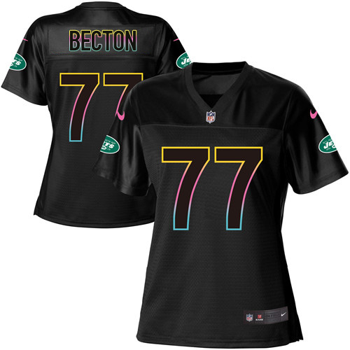 Nike Jets #77 Mekhi Becton Black Women's NFL Fashion Game Jersey