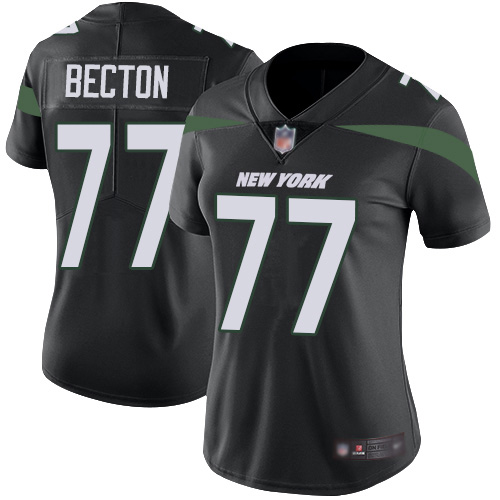 Nike Jets #77 Mekhi Becton Black Alternate Women's Stitched NFL Vapor Untouchable Limited Jersey