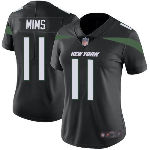 Nike Jets #11 Denzel Mim Black Alternate Women's Stitched NFL Vapor Untouchable Limited Jersey