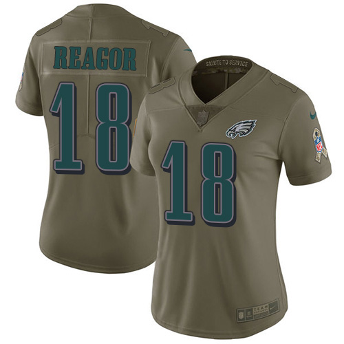 Nike Eagles #18 Jalen Reagor Olive Women's Stitched NFL Limited 2017 Salute To Service Jersey