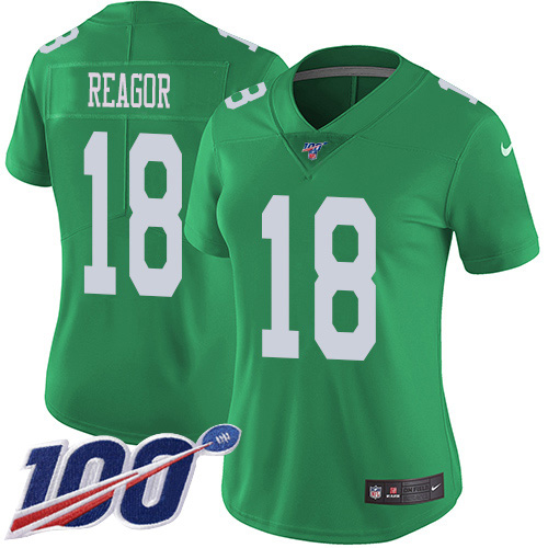 Nike Eagles #18 Jalen Reagor Green Women's Stitched NFL Limited Rush 100th Season Jersey
