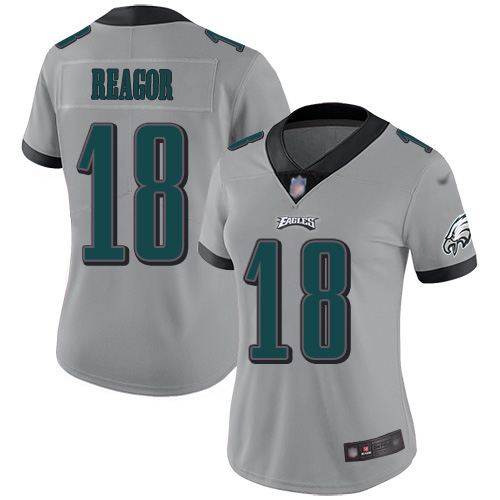 Nike Eagles #18 Jalen Reagor Silver Women's Stitched NFL Limited Inverted Legend Jersey