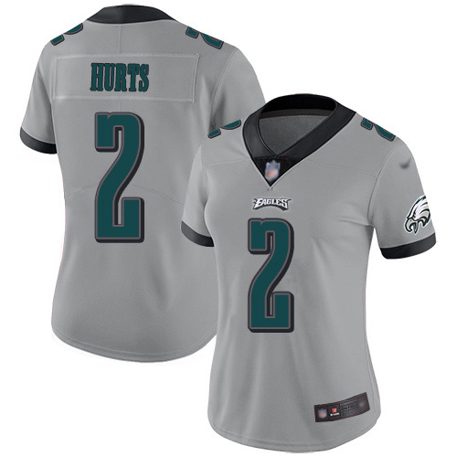 Nike Eagles #2 Jalen Hurts Silver Women's Stitched NFL Limited Inverted Legend Jersey
