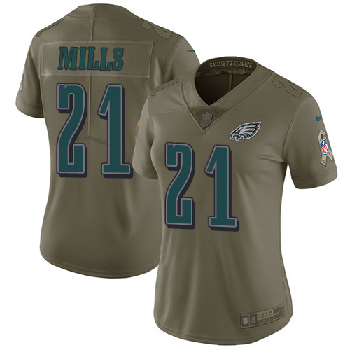 Nike Eagles #21 Jalen Mills Olive Women's Stitched NFL Limited 2017 Salute To Service Jersey