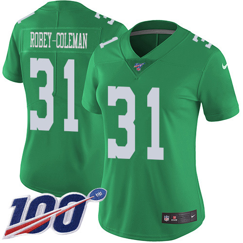 Nike Eagles #31 Nickell Robey-Coleman Green Women's Stitched NFL Limited Rush 100th Season Jersey