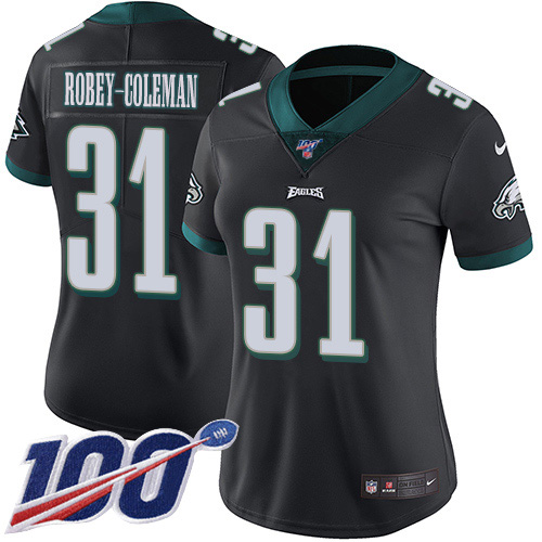 Nike Eagles #31 Nickell Robey-Coleman Black Alternate Women's Stitched NFL 100th Season Vapor Untouchable Limited Jersey