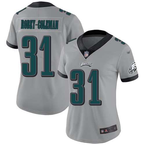 Nike Eagles #31 Nickell Robey-Coleman Silver Women's Stitched NFL Limited Inverted Legend Jersey