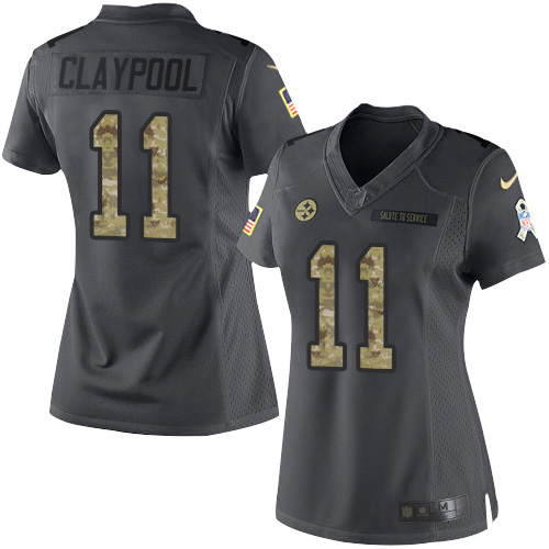 Nike Steelers #11 Chase Claypool Black Women's Stitched NFL Limited 2016 Salute to Service Jersey