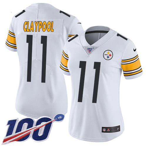 Nike Steelers #11 Chase Claypool White Women's Stitched NFL 100th Season Vapor Untouchable Limited Jersey