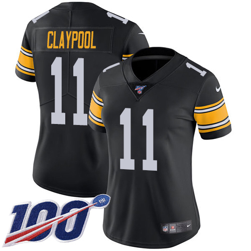 Nike Steelers #11 Chase Claypool Black Alternate Women's Stitched NFL 100th Season Vapor Untouchable Limited Jersey