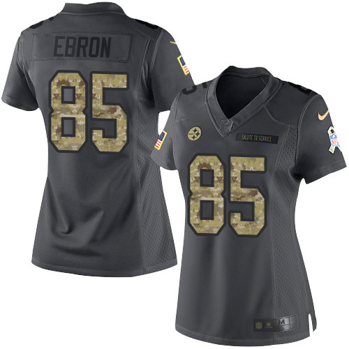 Nike Steelers #85 Eric Ebron Black Women's Stitched NFL Limited 2016 Salute to Service Jersey