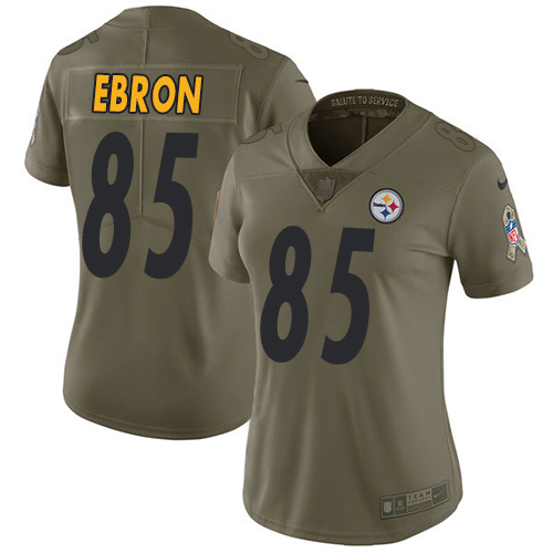 Nike Steelers #85 Eric Ebron Olive Women's Stitched NFL Limited 2017 Salute To Service Jersey