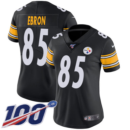 Nike Steelers #85 Eric Ebron Black Team Color Women's Stitched NFL 100th Season Vapor Untouchable Limited Jersey